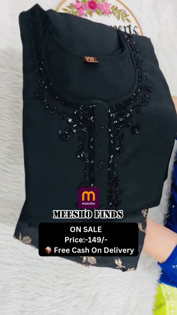 Georgette Black Fire Unstitched Suit & Dress material